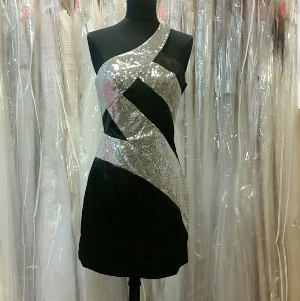 Black and Silver Sequin Y2k Dress